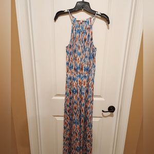 Collective Concepts Blue and Orange Maxi Dress